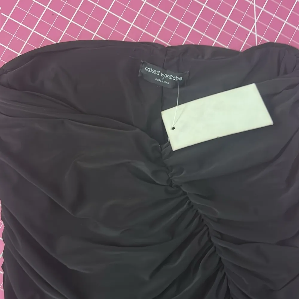 Naked Wardrobe Extra Chic Black Ruched Midi Skirt NWT - Image 4