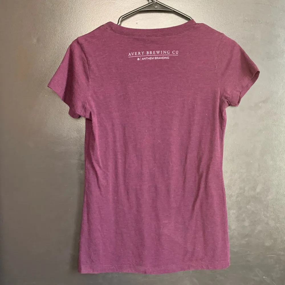 Avery Brewing CO Beer Tee Shirt Purple Beer womens small - Image 4