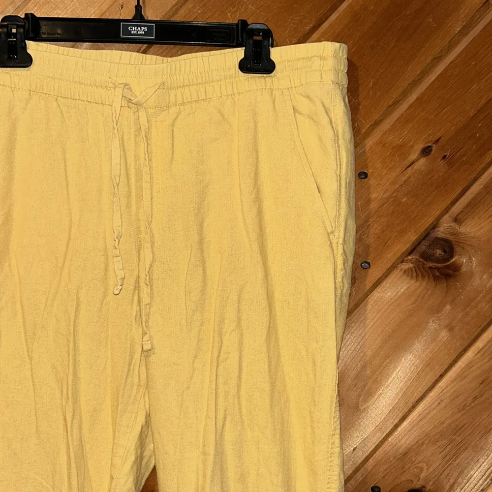 Gap French almond yellow linen crop easy pants - Image 5