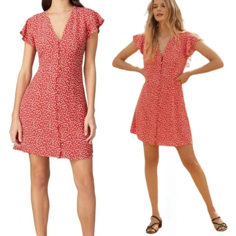 Rails Helena Carmine Daisies Mini Dress Women Small Red Floral Button Up Revolve - Image 3