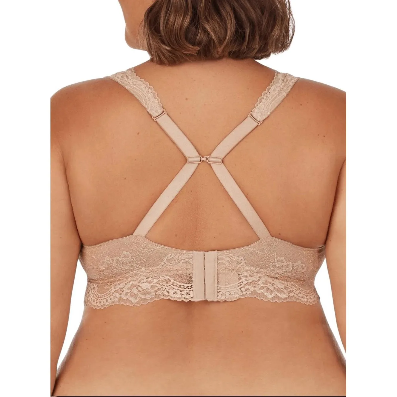 Secret Treasures Womens Plus Size Nude Lace Bralette Wireless V-Neck Comfortable - Image 2