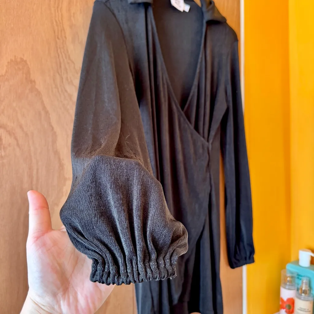 🎅 3/$15 SALE Princess Polly Black Collared Long Sleeve Mini Dress - Size 2 - Image 4