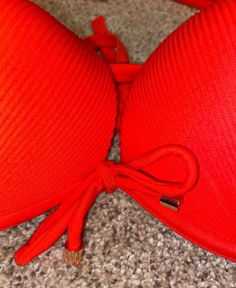 Coral/Orange Bikini Top Pink Size L - Image 3