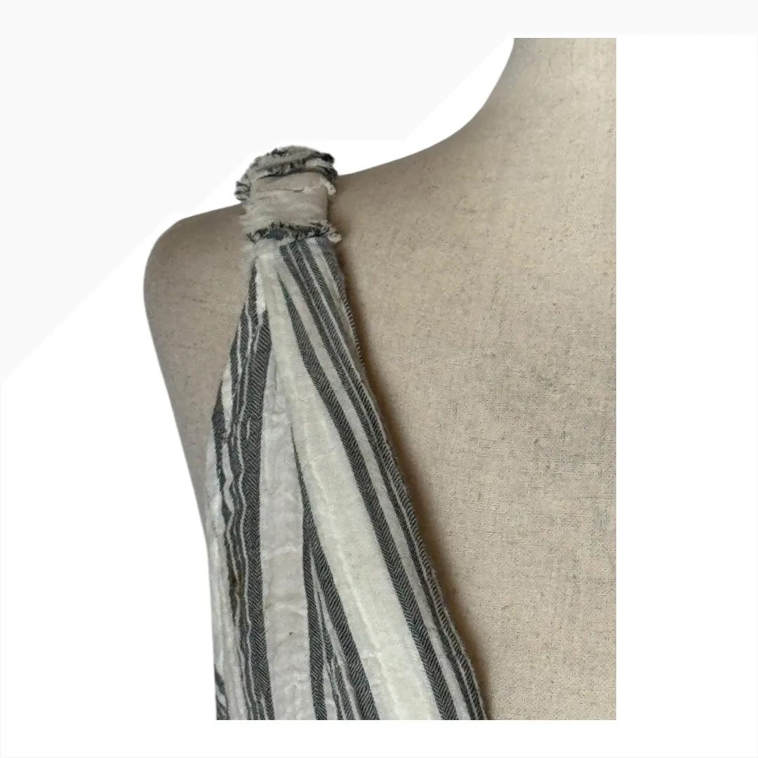 LoveShackFancy‎ Dress Women XS Ivory Gray Striped Georgica Maxi Luxury Boho - Image 7