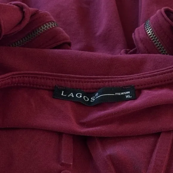 Lagos Wine Red "Live Free" Three Dimensional Artsy Grunge Tee Women's XL - Image 6