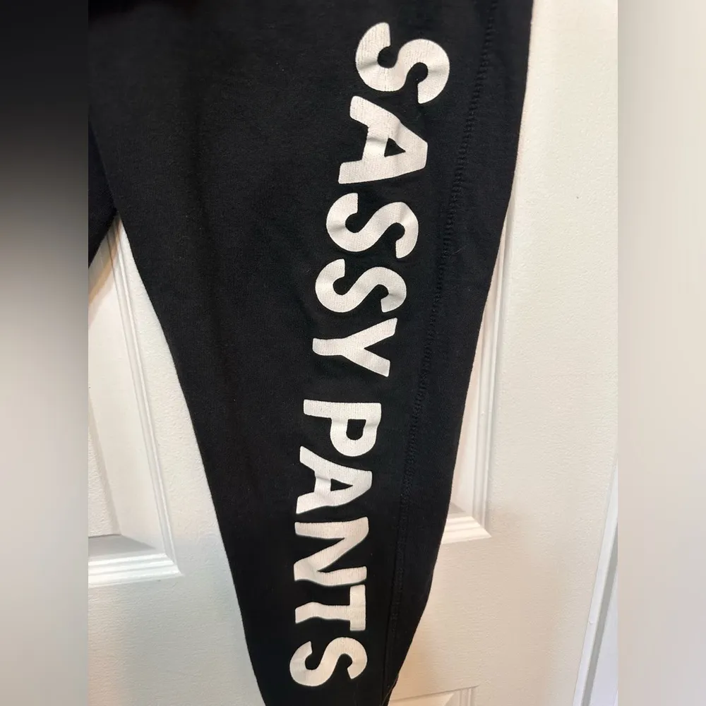 Instant Message Black Joggers with White Sassy Pants Graphic Size XL - Image 3