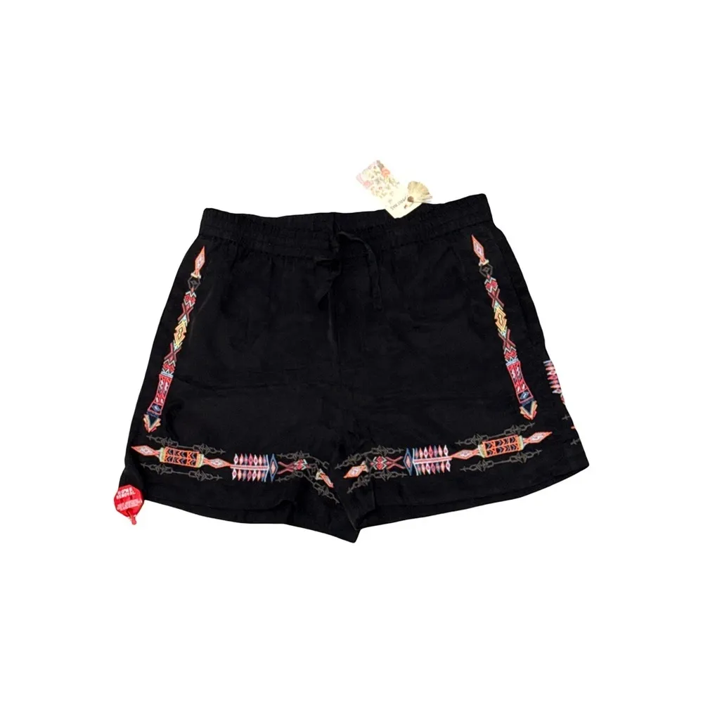 Johnny Was Sascha Embroidered Black Shorts NWT Size S Boho Festival Cupra Blend - Image 5