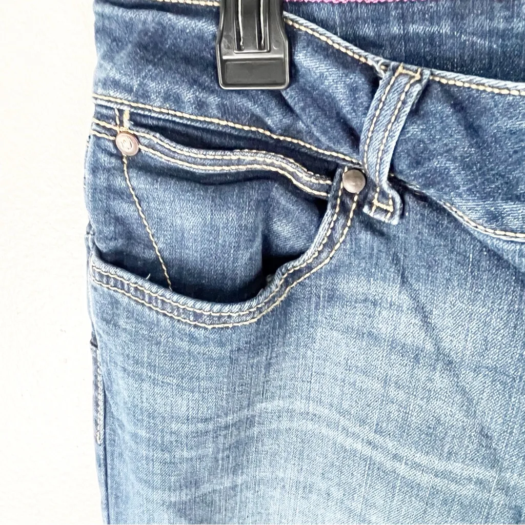 WRANGLER Blue Denim Mid Rise Five Pockets Distressed Bootcut Jeans Size 10 - Image 7