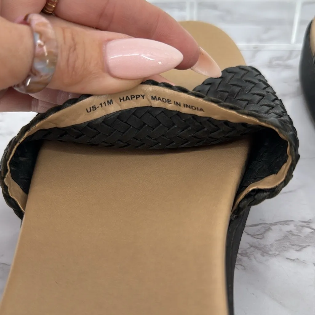Soul Naturalizer Happy‎ Slide Sandal Casual Comfy Sz 11M Woven Leather Strap Black - Image 5