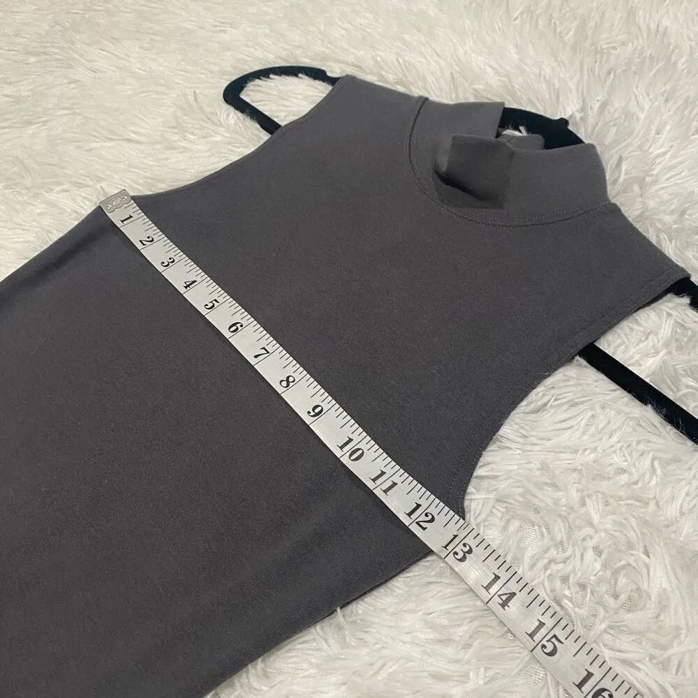 NEW Naadam Modal Cashmere Sleeveless Mockneck Bodysuit in Dark Granite Gray Smal - Image 5