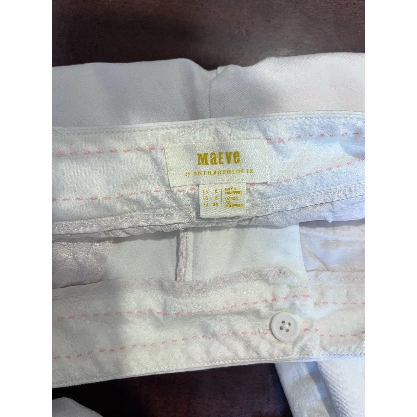 Maeve by Anthropologie Cream Straight Leg Pants Size 2 Stretch Trousers - Image 6