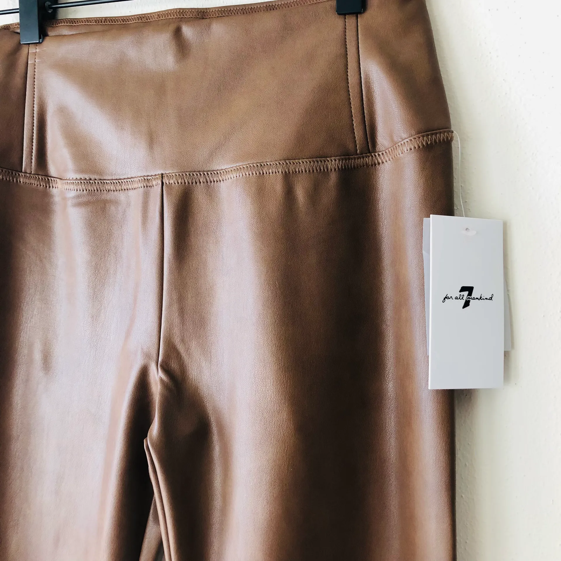 7 For All Mankind Brown Faux Leather Leggings  - Image 5