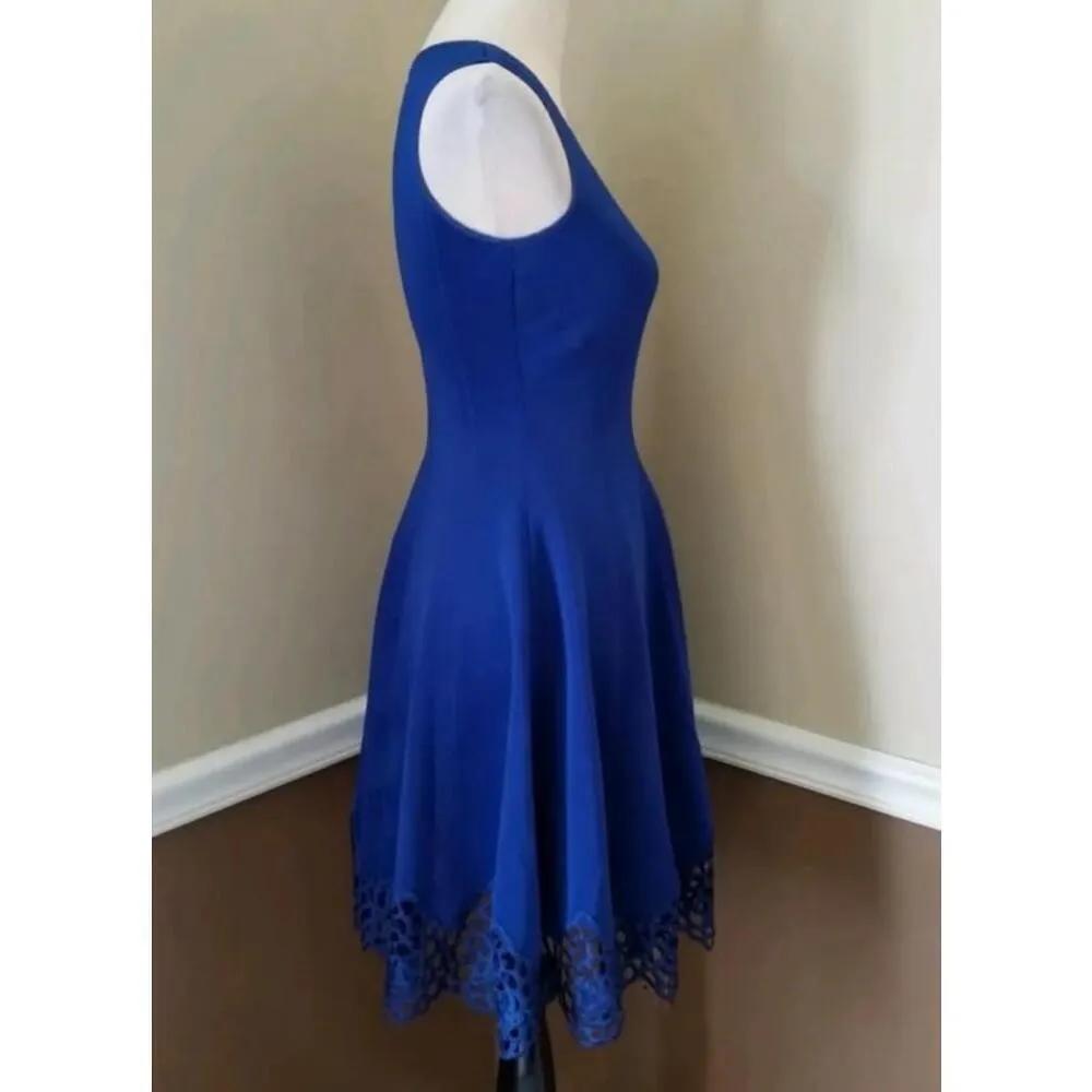 ModCloth Maia Blue with Lace Trim Cocktail Party Dress Fit & Flare Size 4 - Image 5