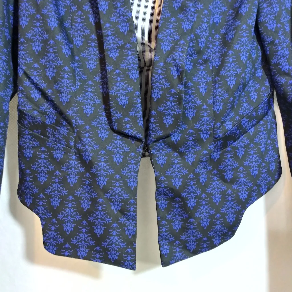 Robert Rodriguez Navy Printed Blazer Jacket Long Sleeve Office Size 6 - Image 3