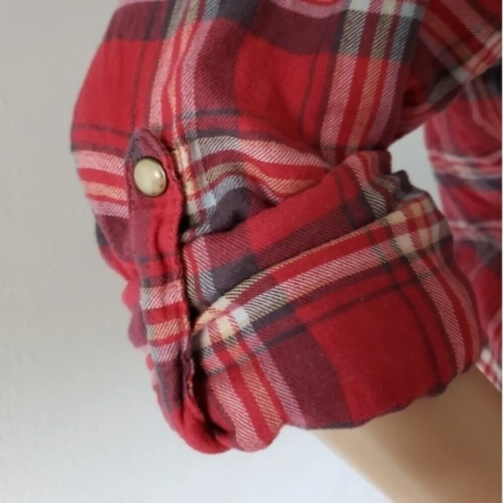 JACHS girlfriend bea lightweight plaid flannel top small - Image 6