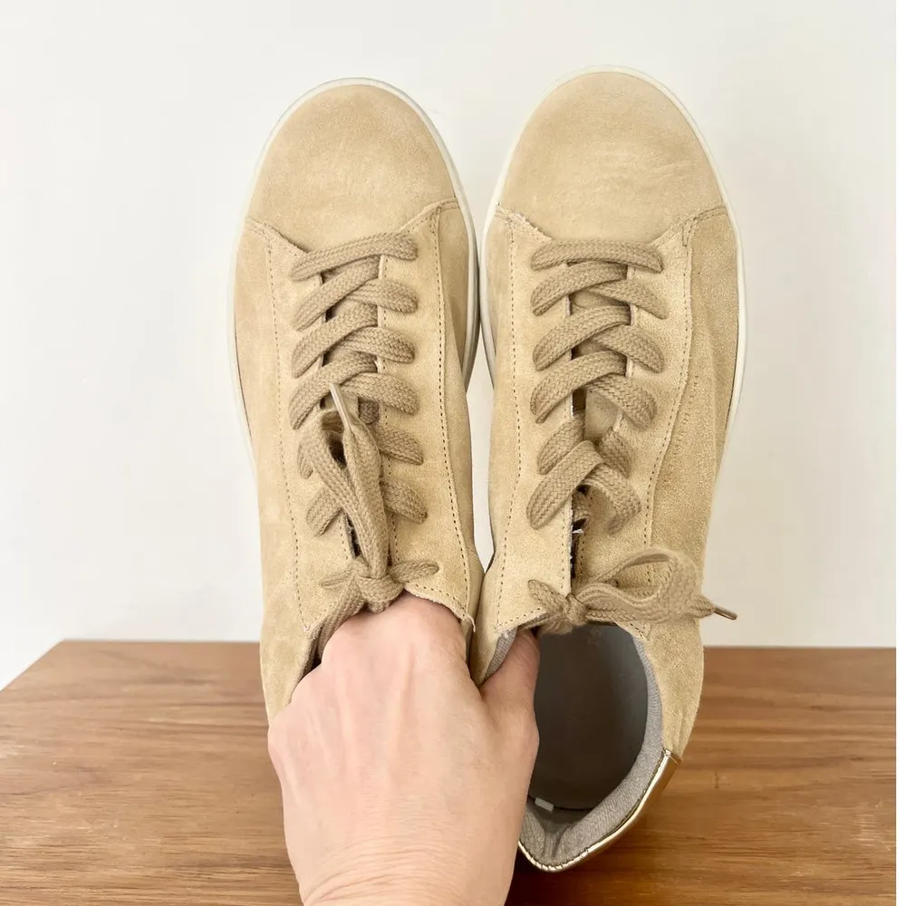 NWT AllSaints Shana Low Top Chunky Sole Suede Sneakers Oak Beige Women's US 11 - Image 7