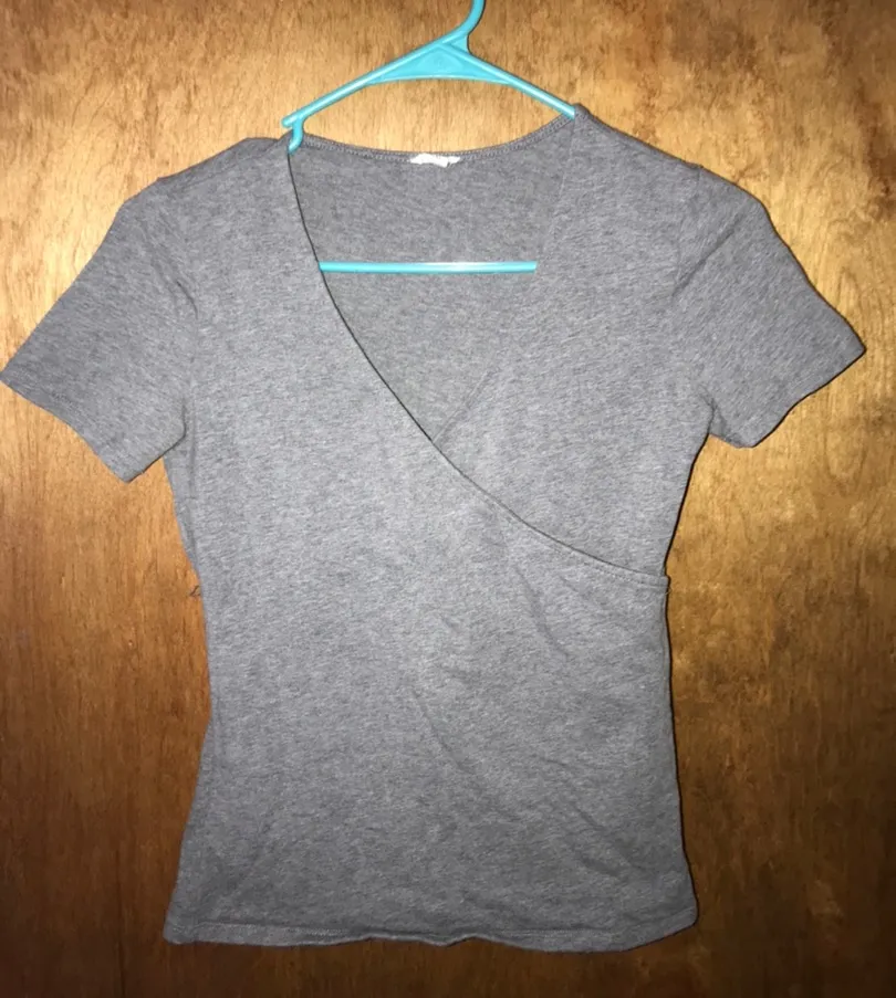 Garage Gray Fitted V Neck Shirt - Image 2