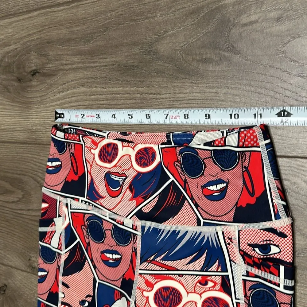 CVG Constantly Varied Gear Pop Art Side Pocket Training‎ Capri Leggings XS Red - Image 7