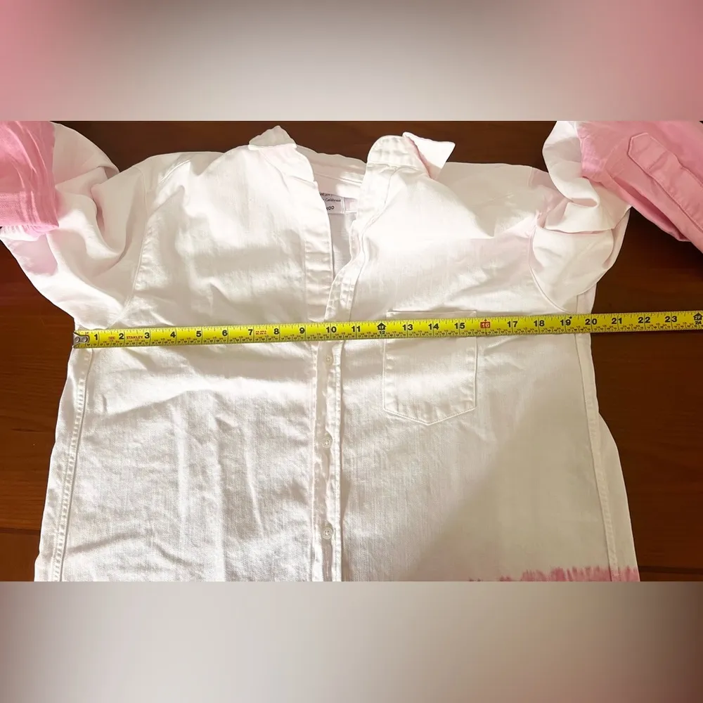 Frank & Eileen Mary Shirtdress Button up mini ombre pink dip dye size XS White - Image 6