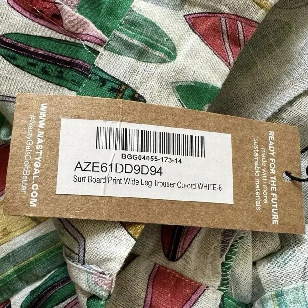 Nasty Gal Surf Board Print Wide Leg Trouser Pants Size 2 NWT - Image 6