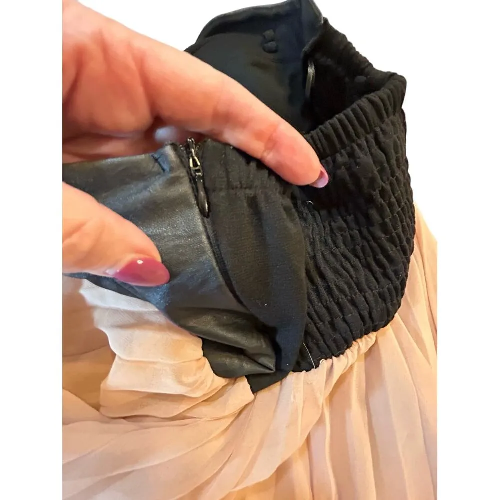 Reverse Black Faux Leather Bustier with Pink Pleated Skirt Dress - Size M - Image 10