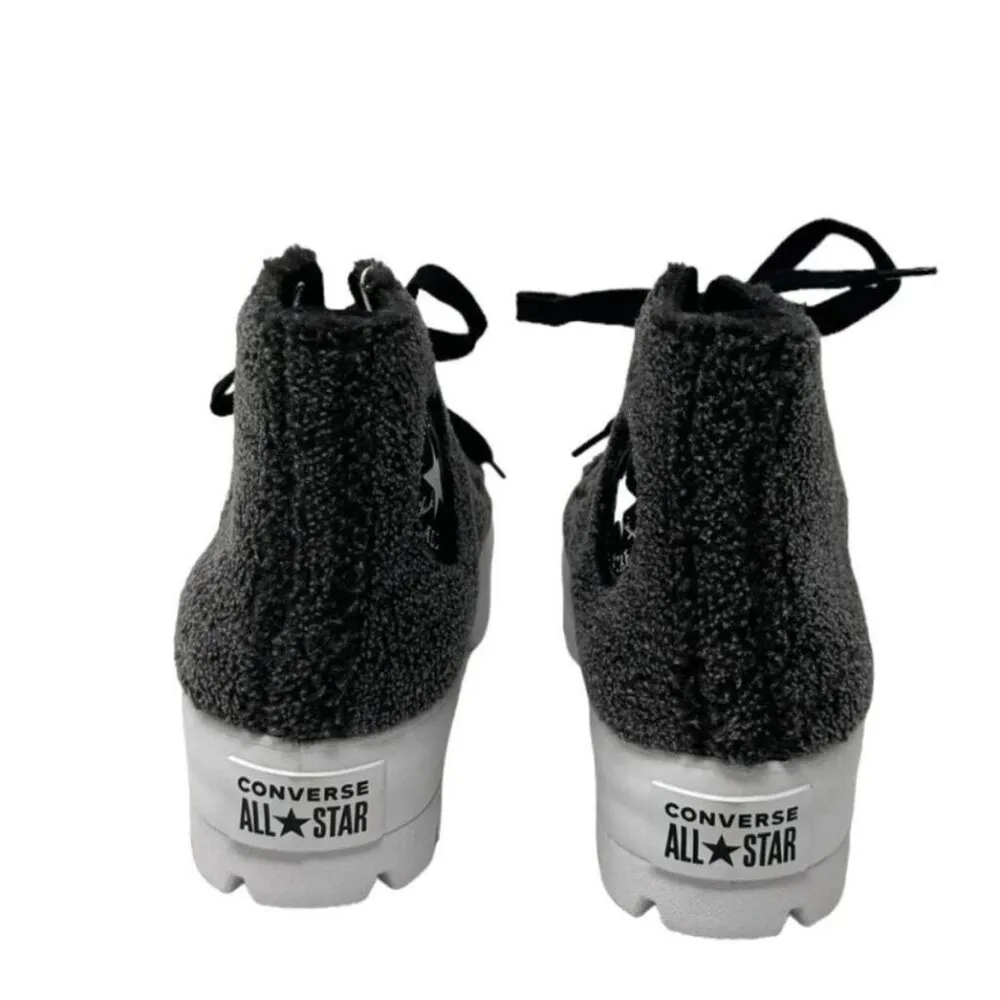 NEW Converse All Star High Top Sherpa Platform Lugged Cozy Womens Gray - Image 5