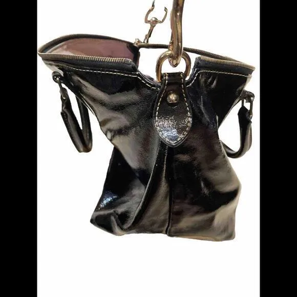 Dooney‎ & Bourke satchel black patent leather Glossy Double Handles - Image 12