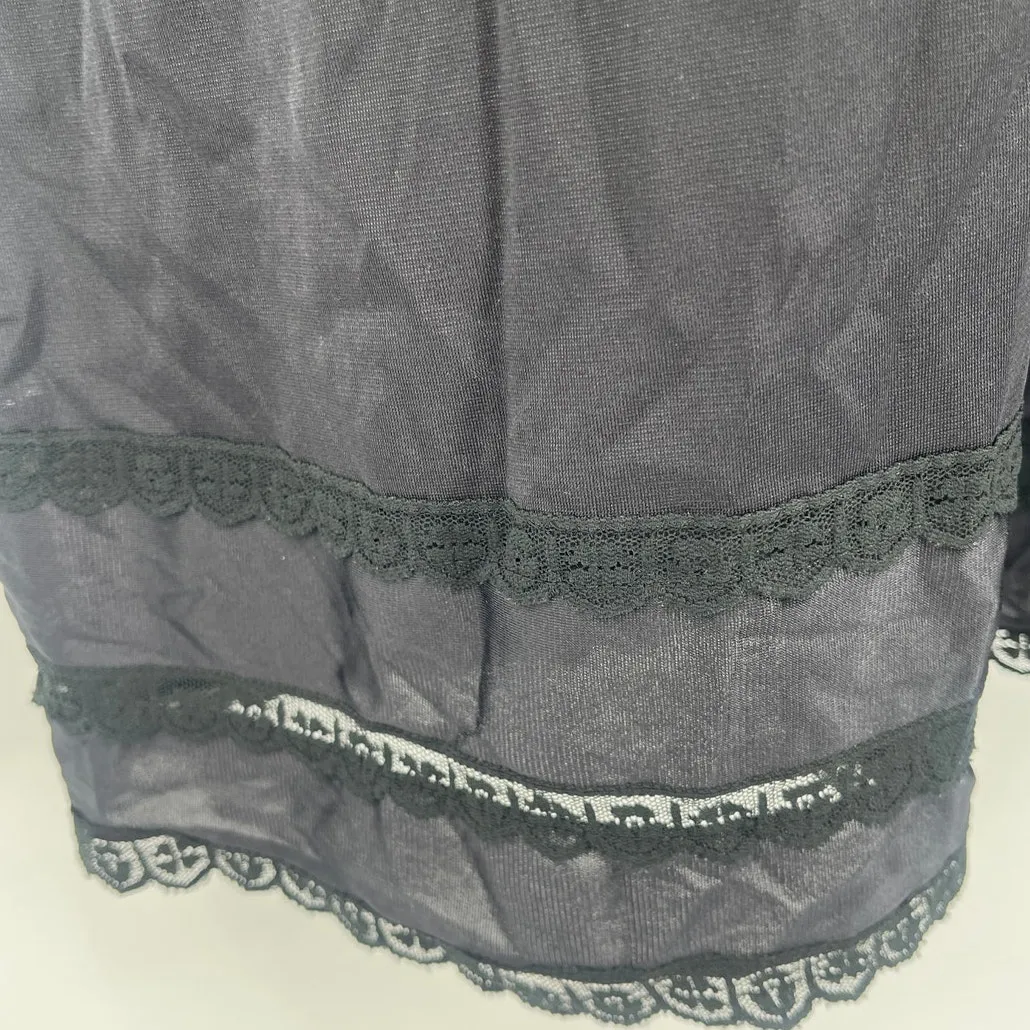 Vtg 1970s Sears Doesn't Slip Dress Sz L Whimsigoth Lace Festival Grunge Babydoll Black Size L - Image 4