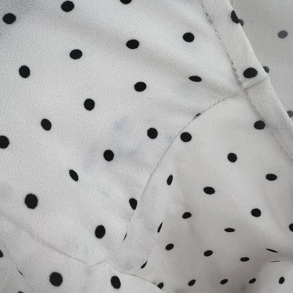 Dalia White Short Sleeve Dot Blouse Size Medium - Image 3