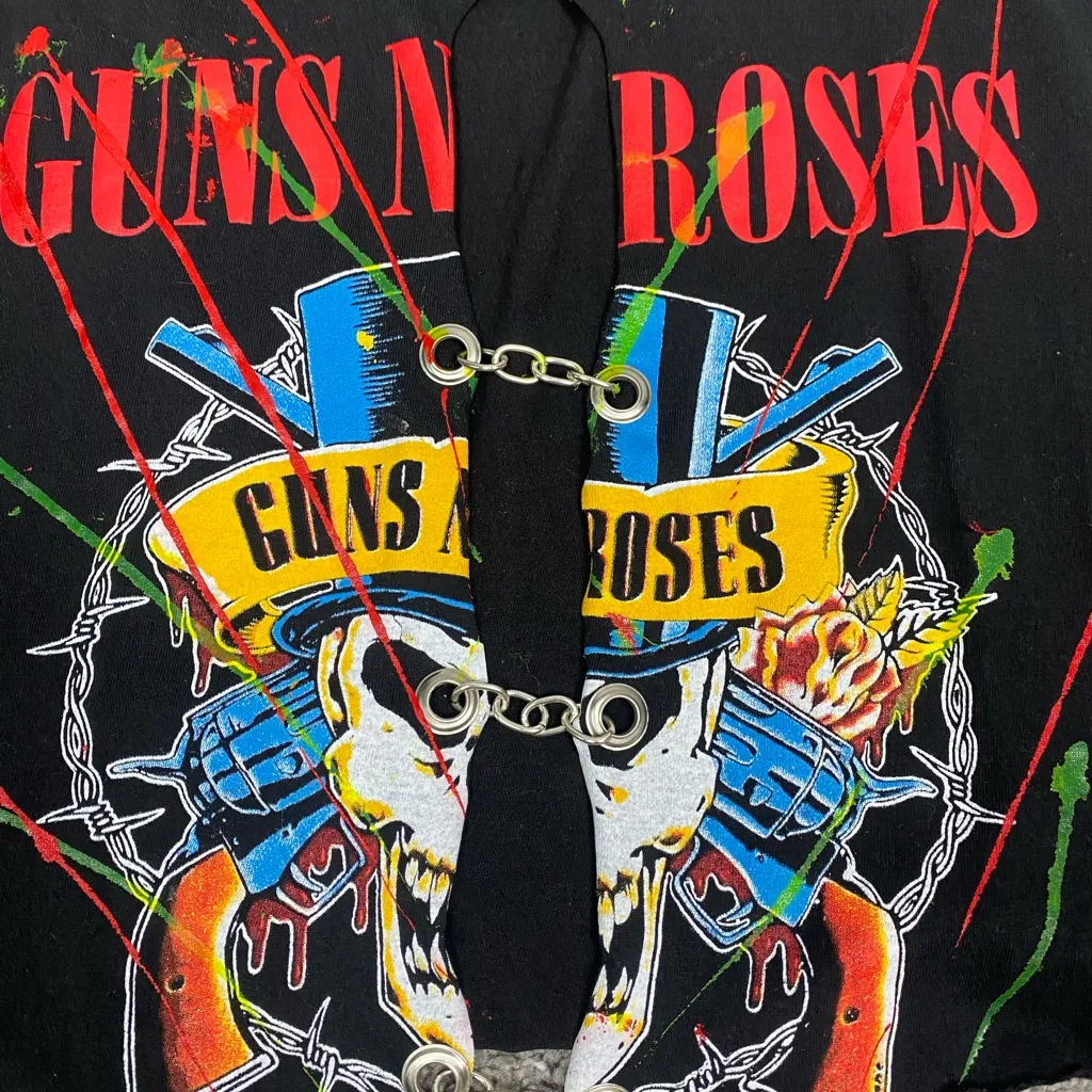Custom guns n‎ roses crop top Black Size L - Image 2
