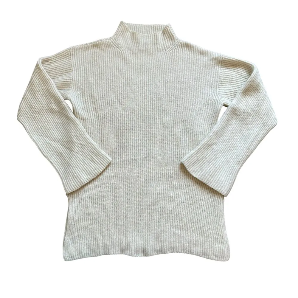 Everlane ivory knit mockneck long sleeve cashmere sweater size S - Image 11