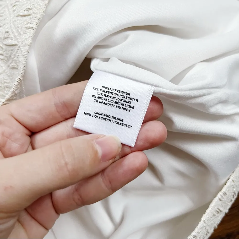 Belle Badgley Mischka • Vail Dress sheath mini cocktail Ivory Gold metallic - Image 11