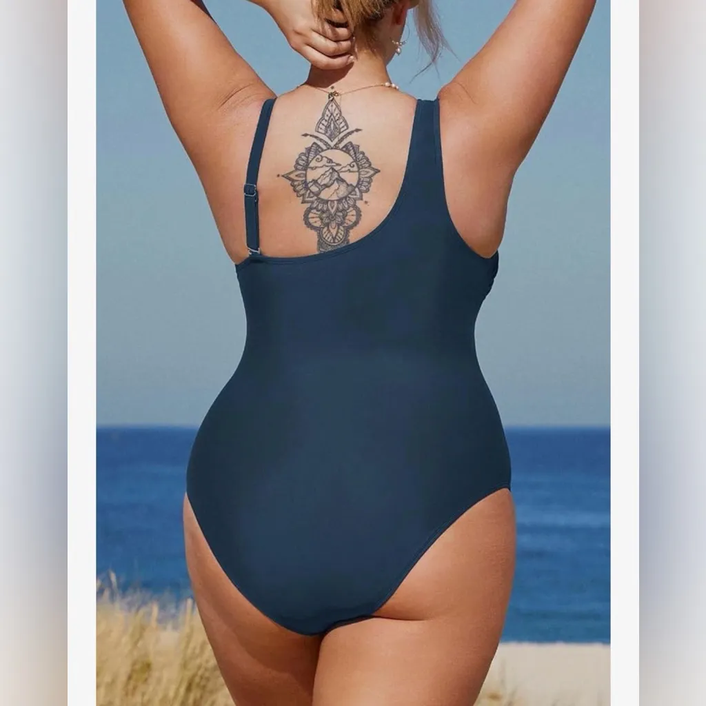 NEW CUPSHE Plus Swimsuit 1 Pc Bathing Suit Mesh Removable Straps Swimwear 0X - Image 2