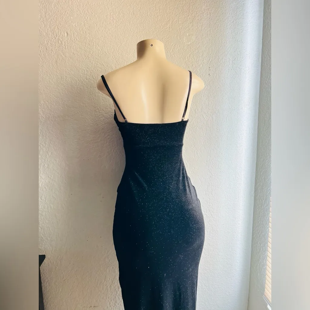 Windsor Black Jenna Formal Glitter Lattice Dress size XS pure black shimmer - Image 7