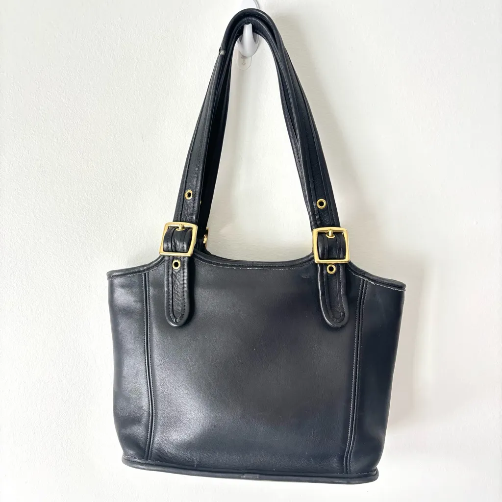 Coach Vintage Legacy Small Shopper Shoulder Tote Bag Purse 9086 Black Leather - Image 6