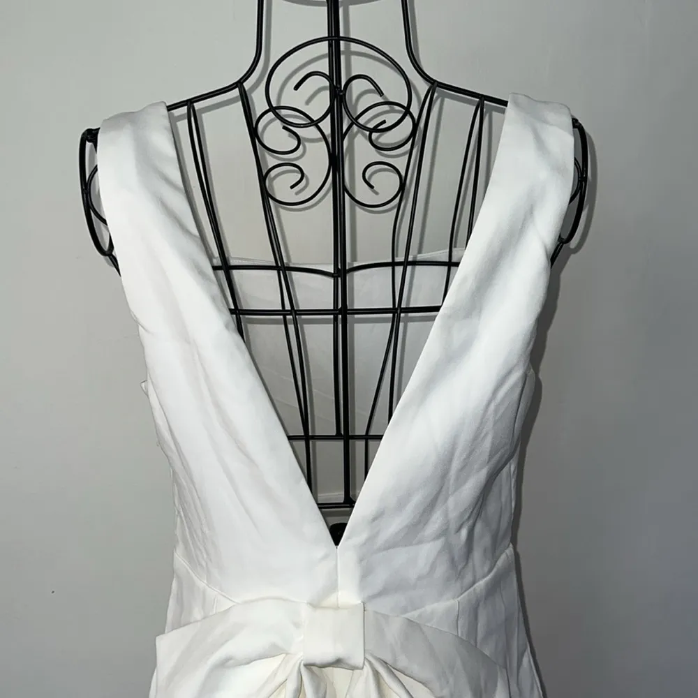Blissfully Beaming White Sleeveless Bow Mini Dress - Image 9