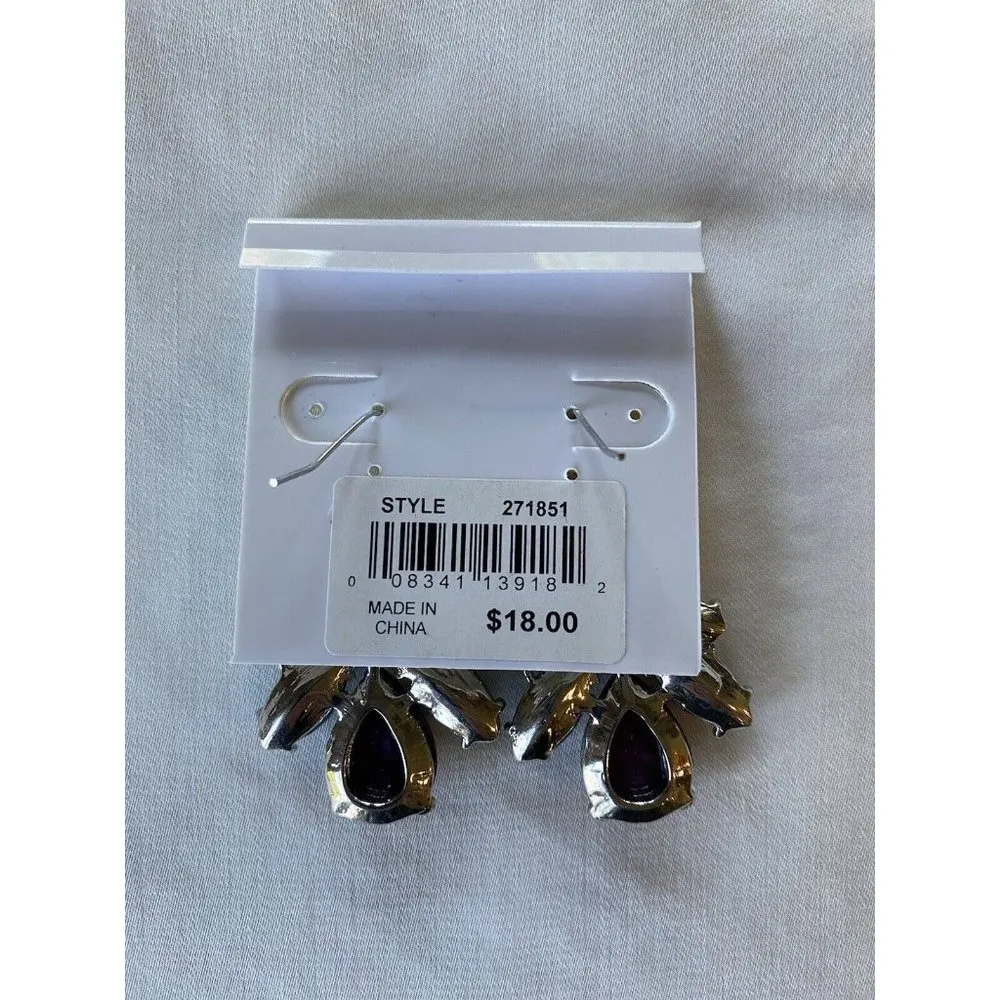 Catherine Stein Earrings Purple Blue and Teal Pierced  Great Colors & Design NEW - Image 5