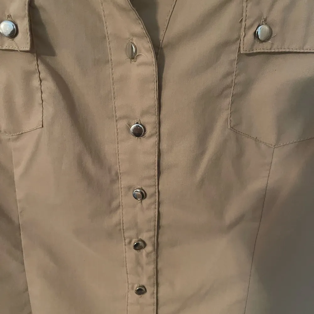 Unique Spectrum Button Down, 3/4 Sleeve Top with Beadwork Shoulder Details.​ - Image 2