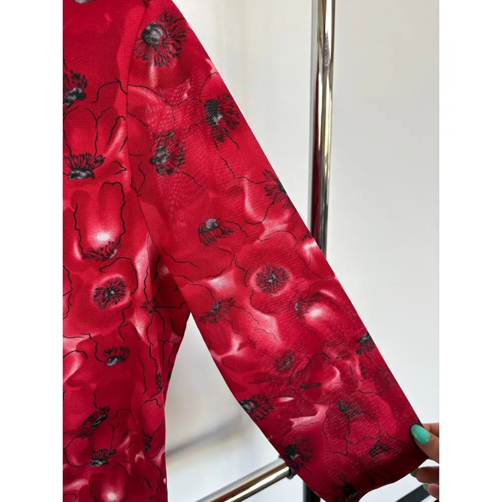 Vintage Red Art Girl Sexy Hippie Ruched Stretchy Charmed V-Neck Blouse Gilmore - Image 5