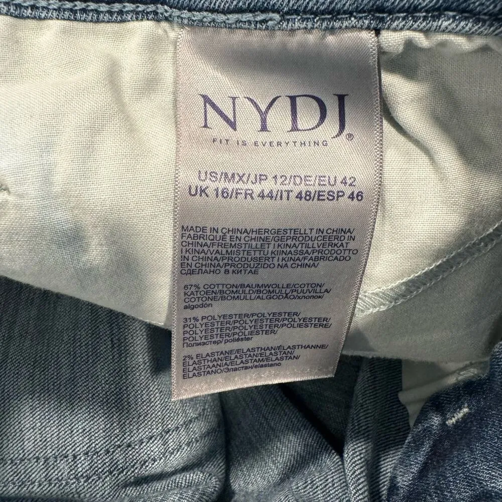 NYDJ Marilyn Straight Clean Horizon Raw Hem Multi Color Pocket Jeans 12 - Image 10