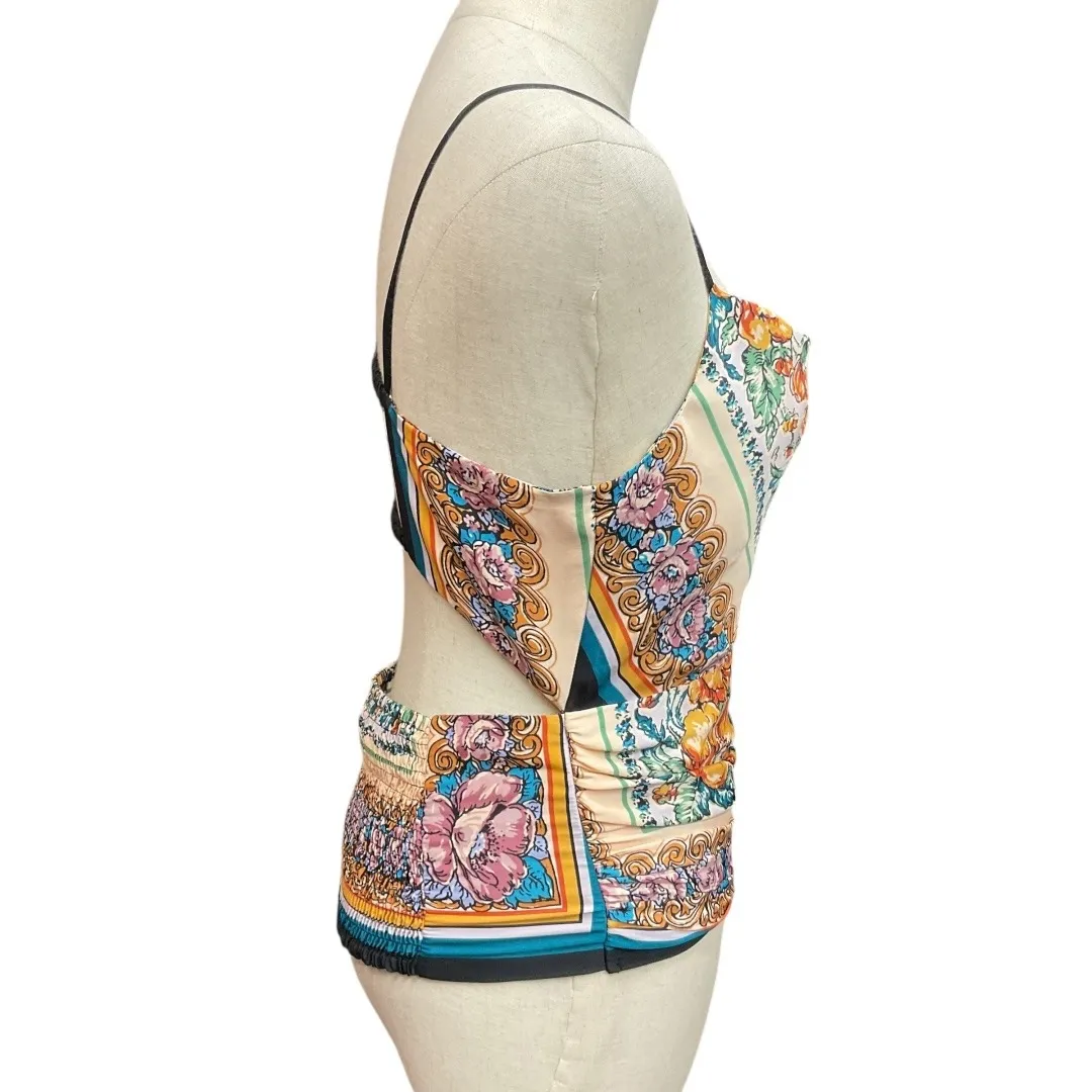 Anthropologie Women's Printed Cowl Neck Cutout Back‎ Floral Blouse Size XS - Image 6