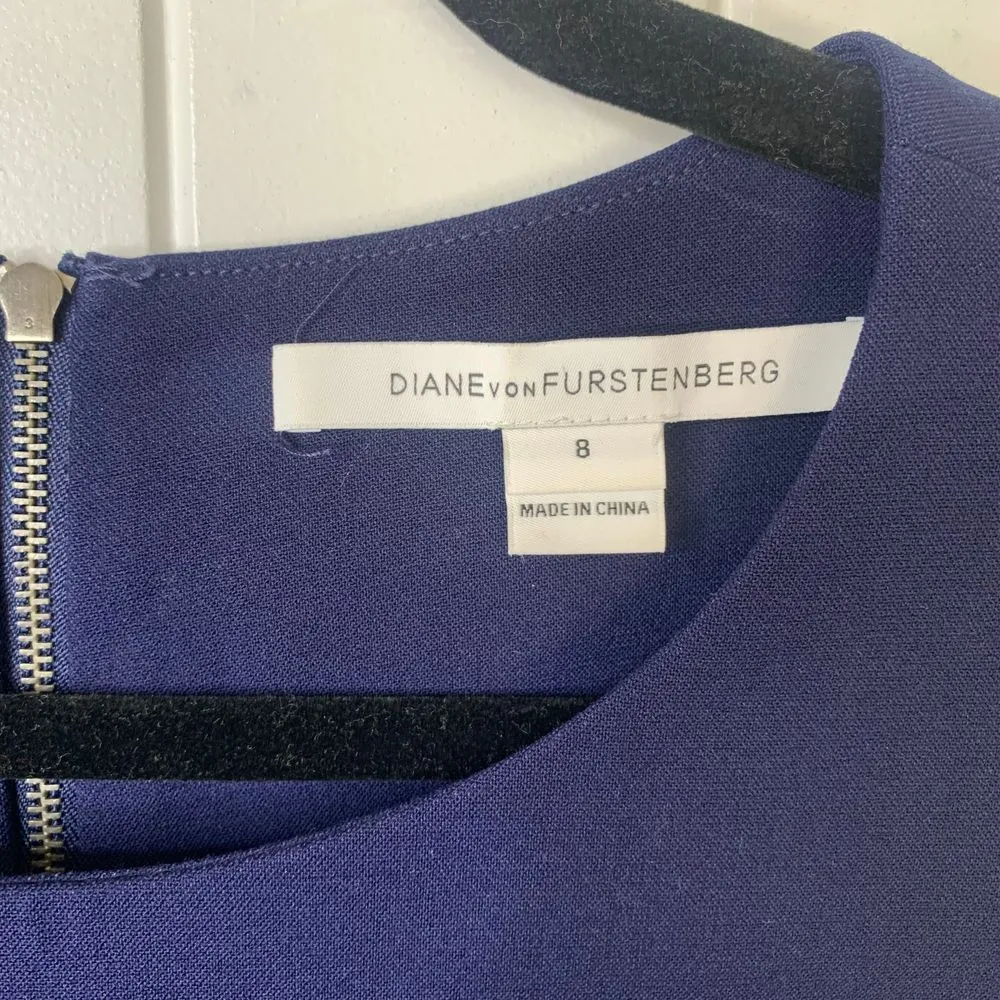 Diane von Furstenberg Sheath Dress Sleeveless Career‎ Workwear Navy Blue 8 - Image 3