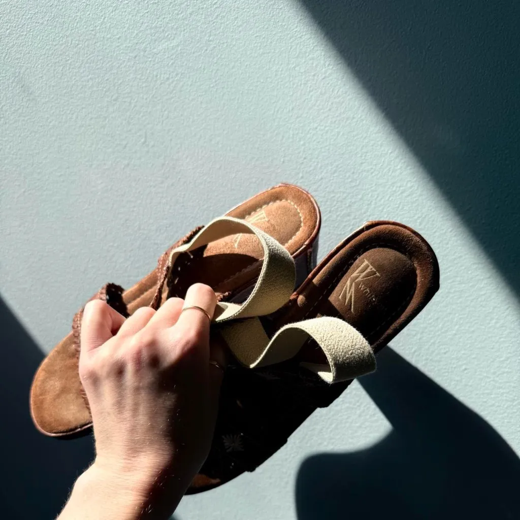 Brown Embroidered Women's Sandals - Image 7