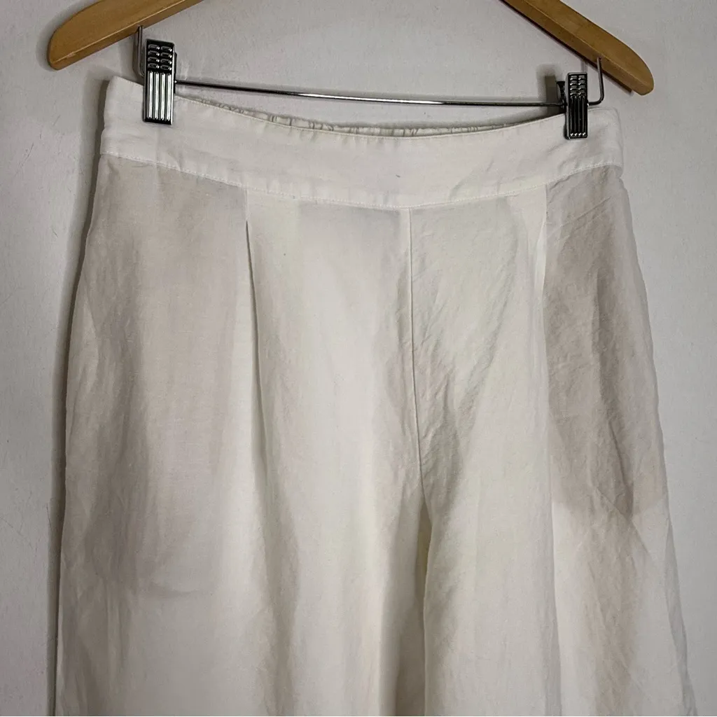 Vineyard Vines White Linen Blend Wide-Leg Pull-On Pants Size Medium - Image 6