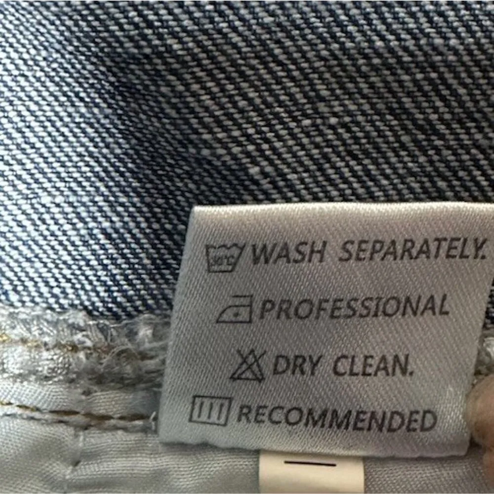 Misslook L Painted Flower Daisy Hippie Boho Denim Jean Bib Overall Straight Leg Blue Size L - Image 12