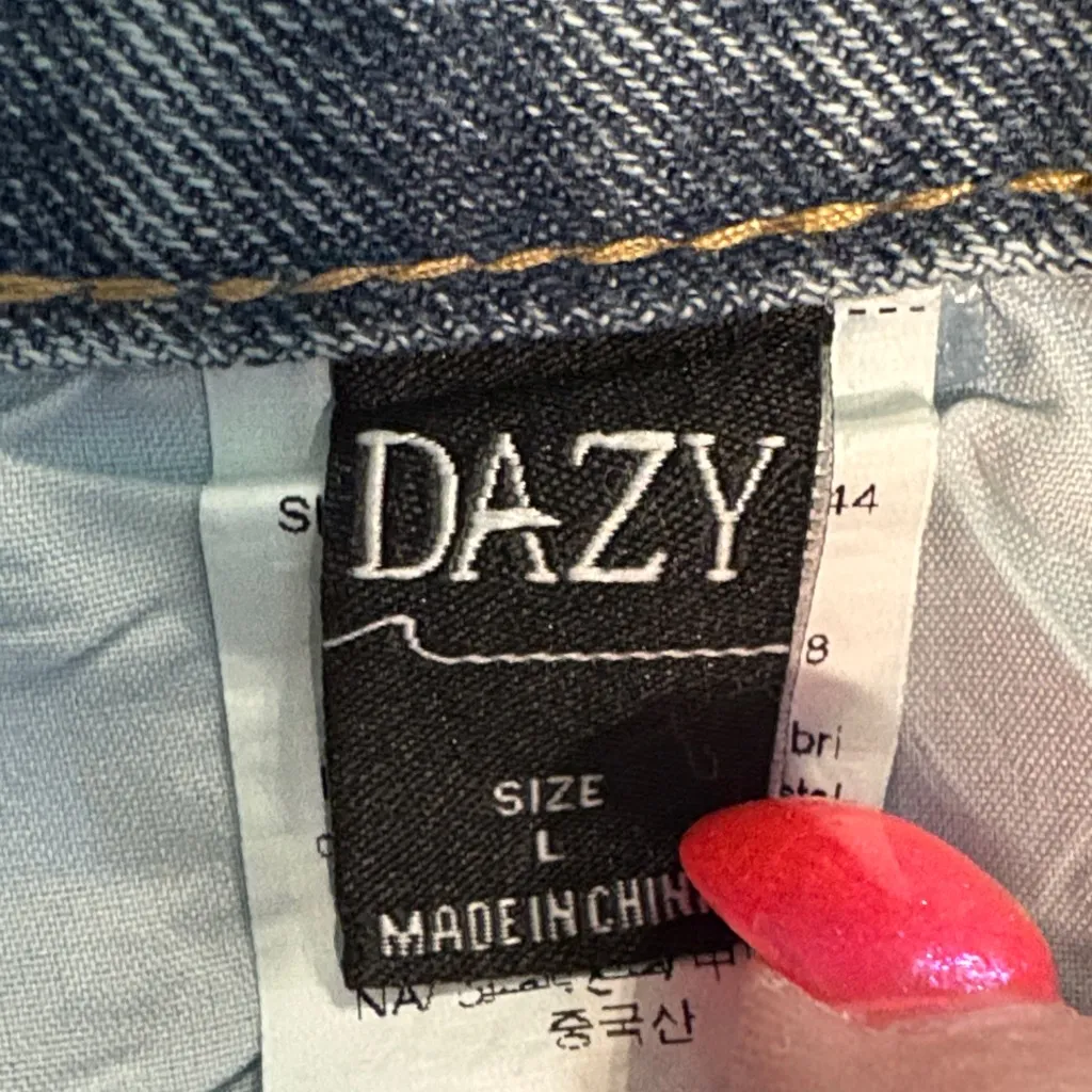 Light Blue Rhinestone Studded casual loose Jean Shorts Size L - Image 13