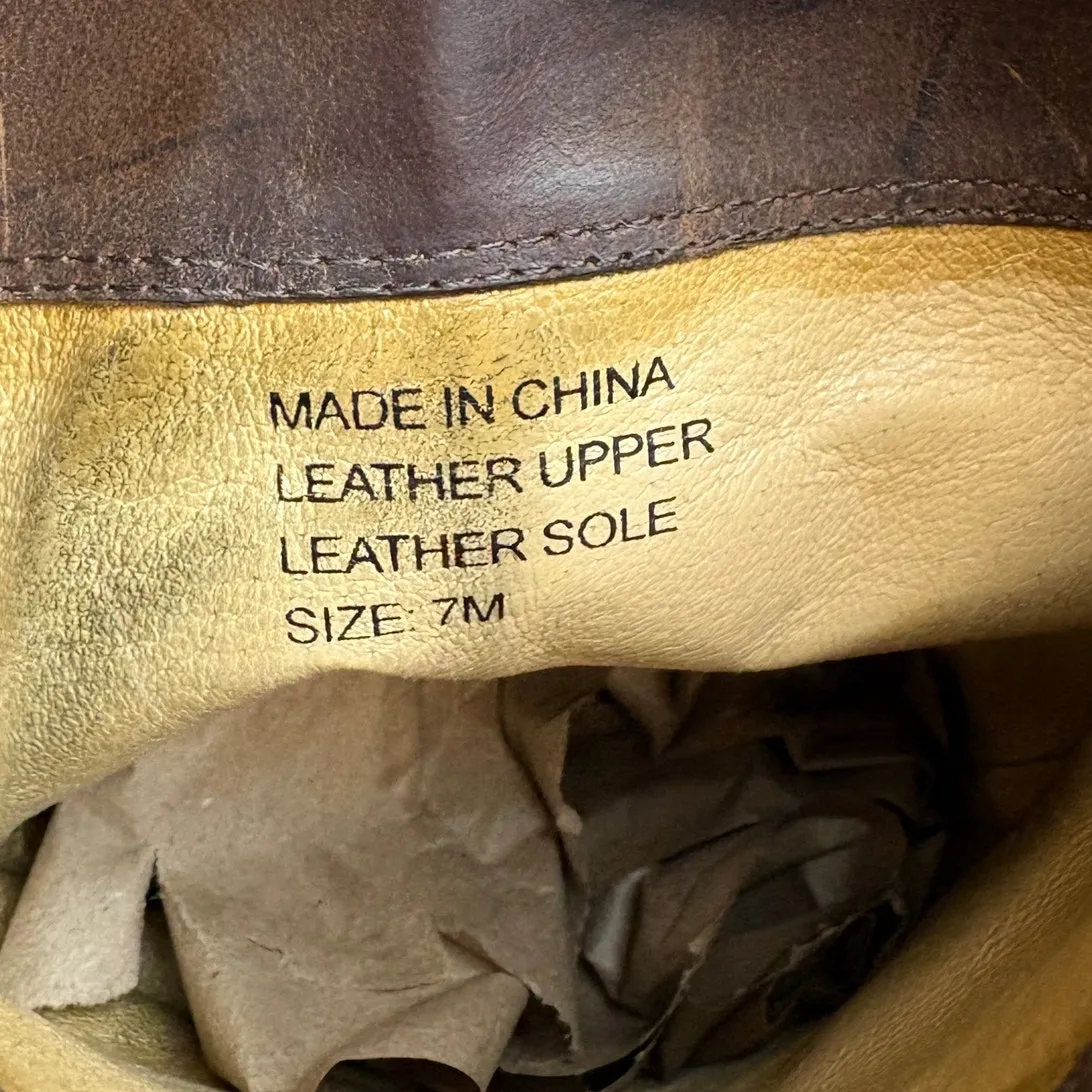 Michael Kors MMK Oiled Leather Harness Heeled Boots Size 7 - Image 6