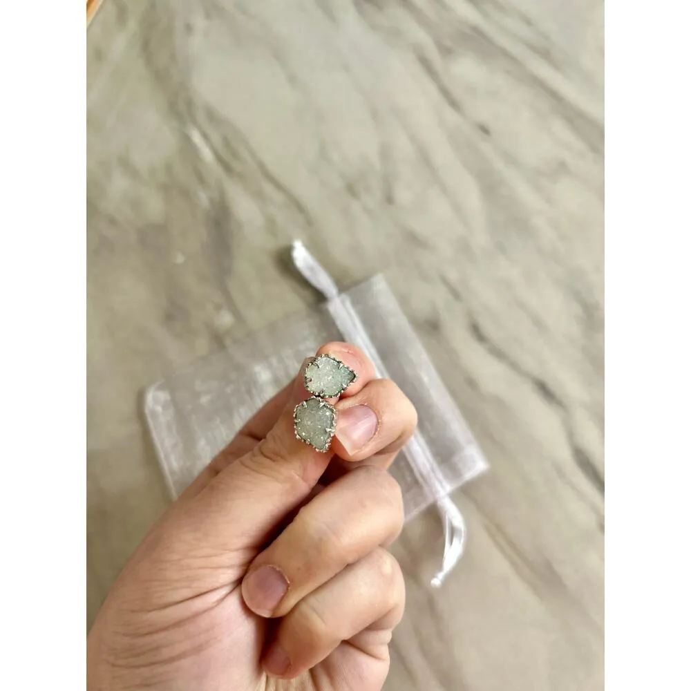 Kendra Scott Tessa White & Silver Drusy Stone Stud Earrings - Image 2