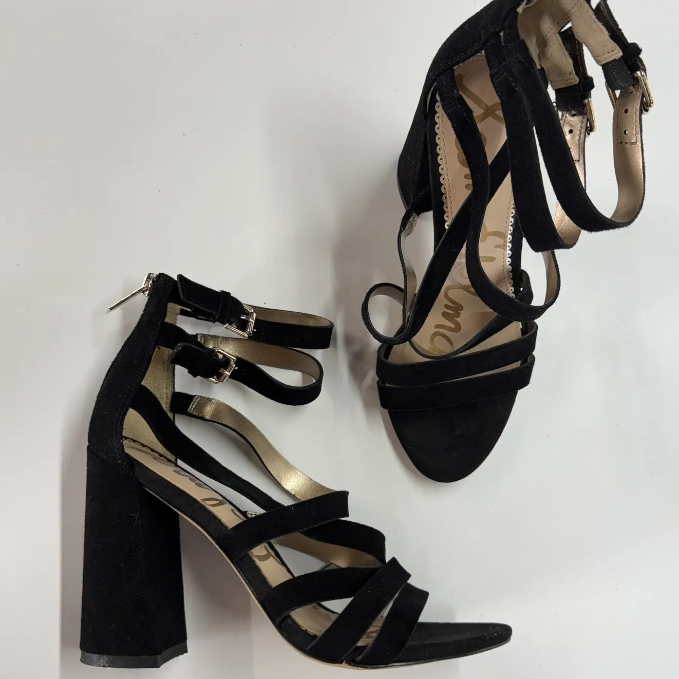Sam Edelman Shoes Womens‎ Size 7M Black Yema Suede Block Heel Strappy Sandals - Image 2