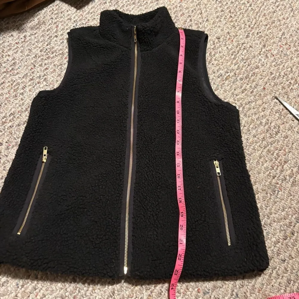 J.crew Mercantile Fleece Teddy Bear Sherpa Full Zip Vest Black Gold- Size XS - Image 4